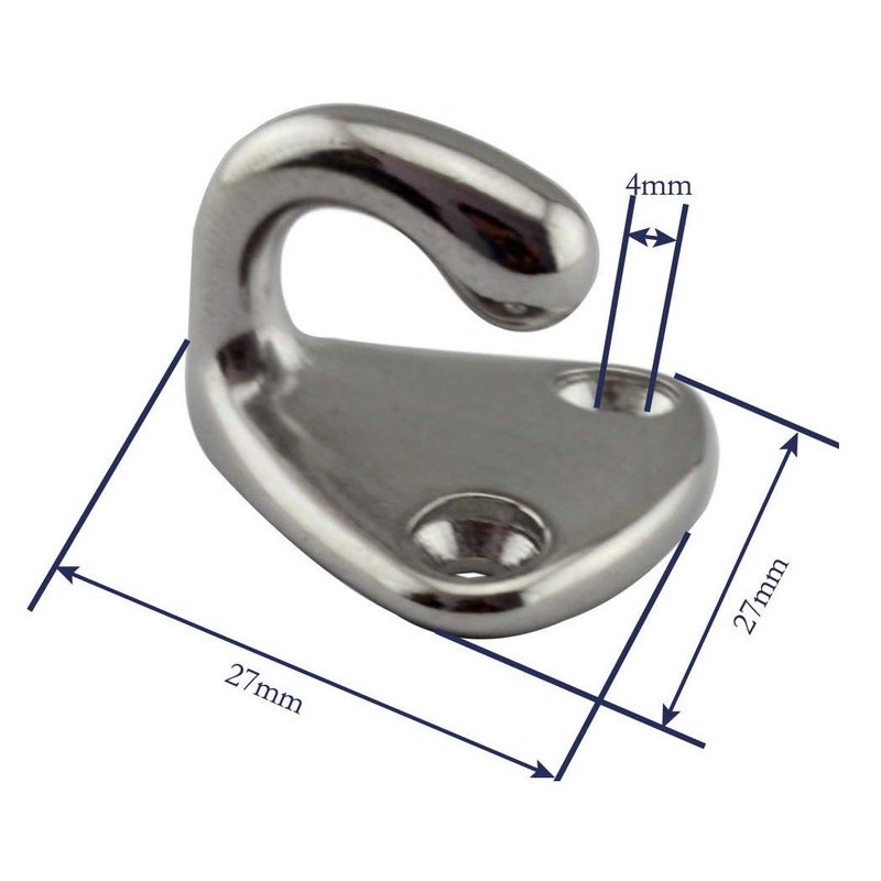 Flomore Fending Hook Marine Grade 316 Stainless Steel Pad Eye Fender Hook Boat Ship Hardware Come with Screws (Pack of 6) - Image 4